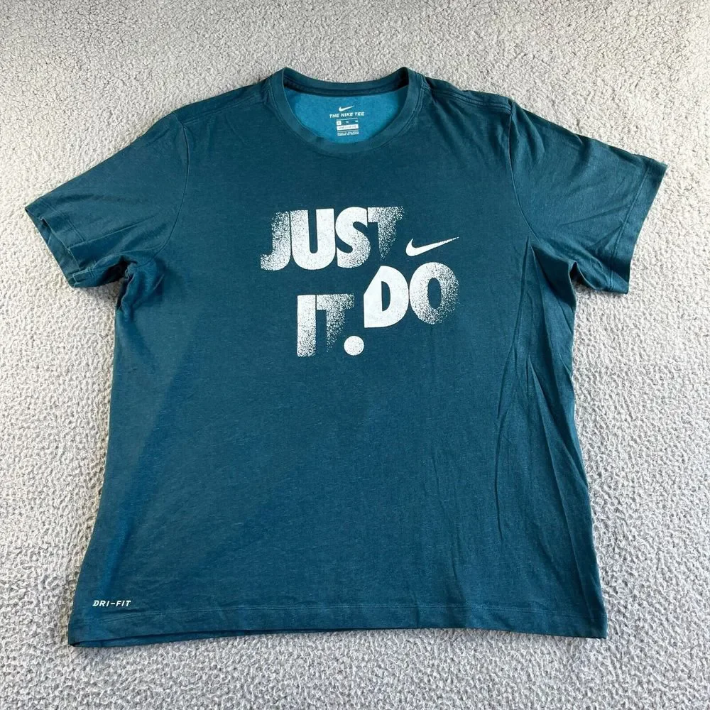 NEW Nike T Shirt Mens Extra Large Blue Graphic Dri-Fit The Nike‎ Tee JUST DO IT